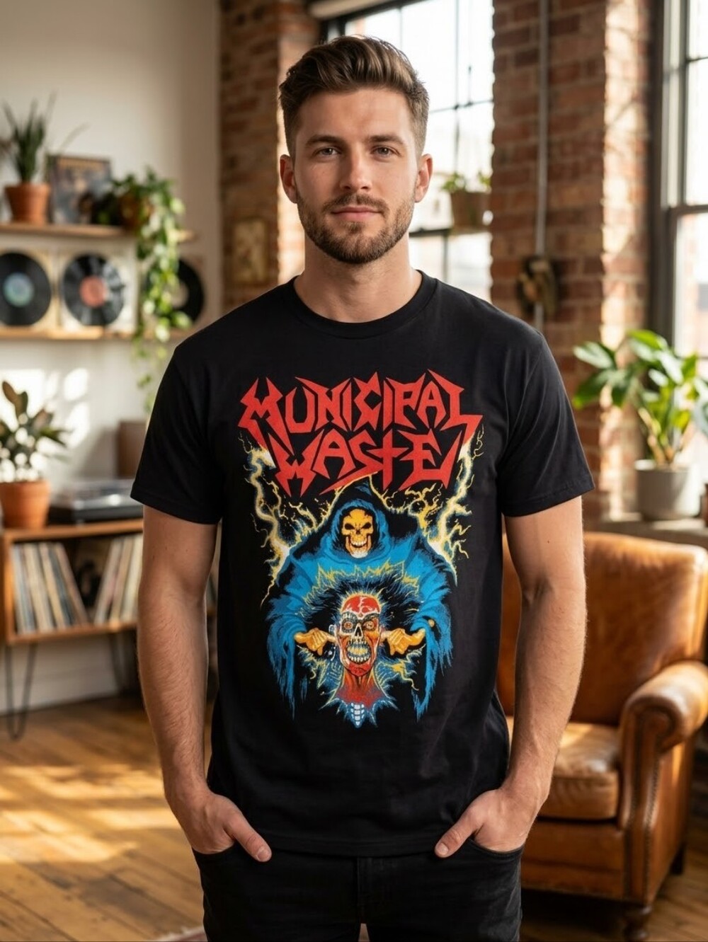 Municipal Waste Band T Shirt Size M Medium Black Thrash Crossover Metal Graphic
